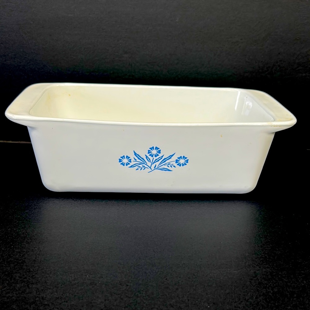 - Vintage Corning-ware “Blue Cornflower”  2 quart loaf pan
